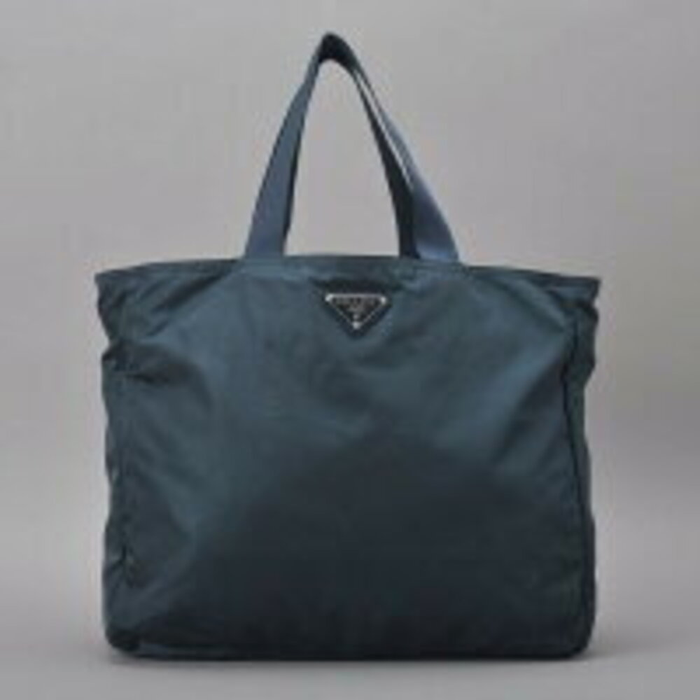 Prada Vela tote bag handbag blue OCEANO triangular plate ki